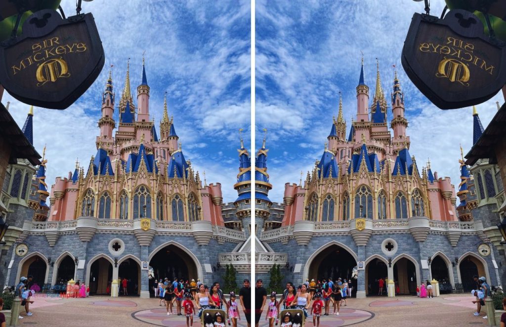 Disney Magic Kingdom Rear view of Cinderella Castle next to Sir Mickey Store