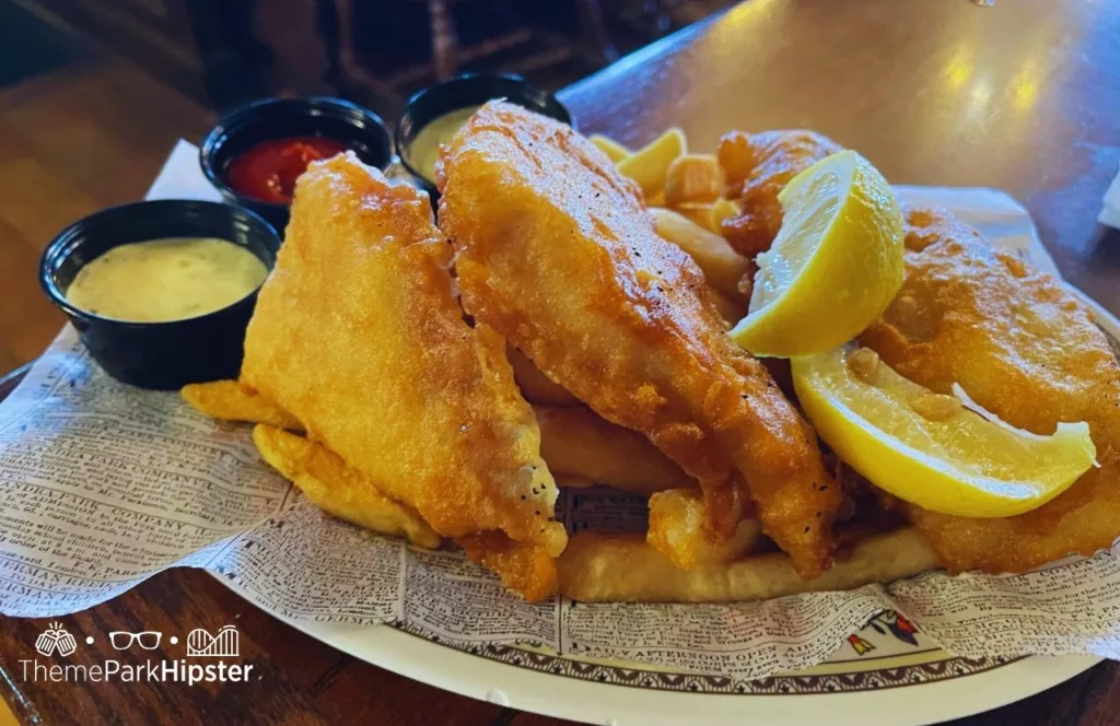Epcot Rose and Crown Pub Restaurant in UK Pavilion Fish and Chips. Keep reading to learn more about the Disney Mobile order service.