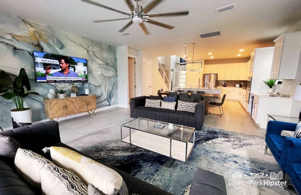 6 Bedroom Vacation Home Rental Living Room at Reunion Resort near Disney World. Keep reading to learn more about Reunion Resort near Disney World.